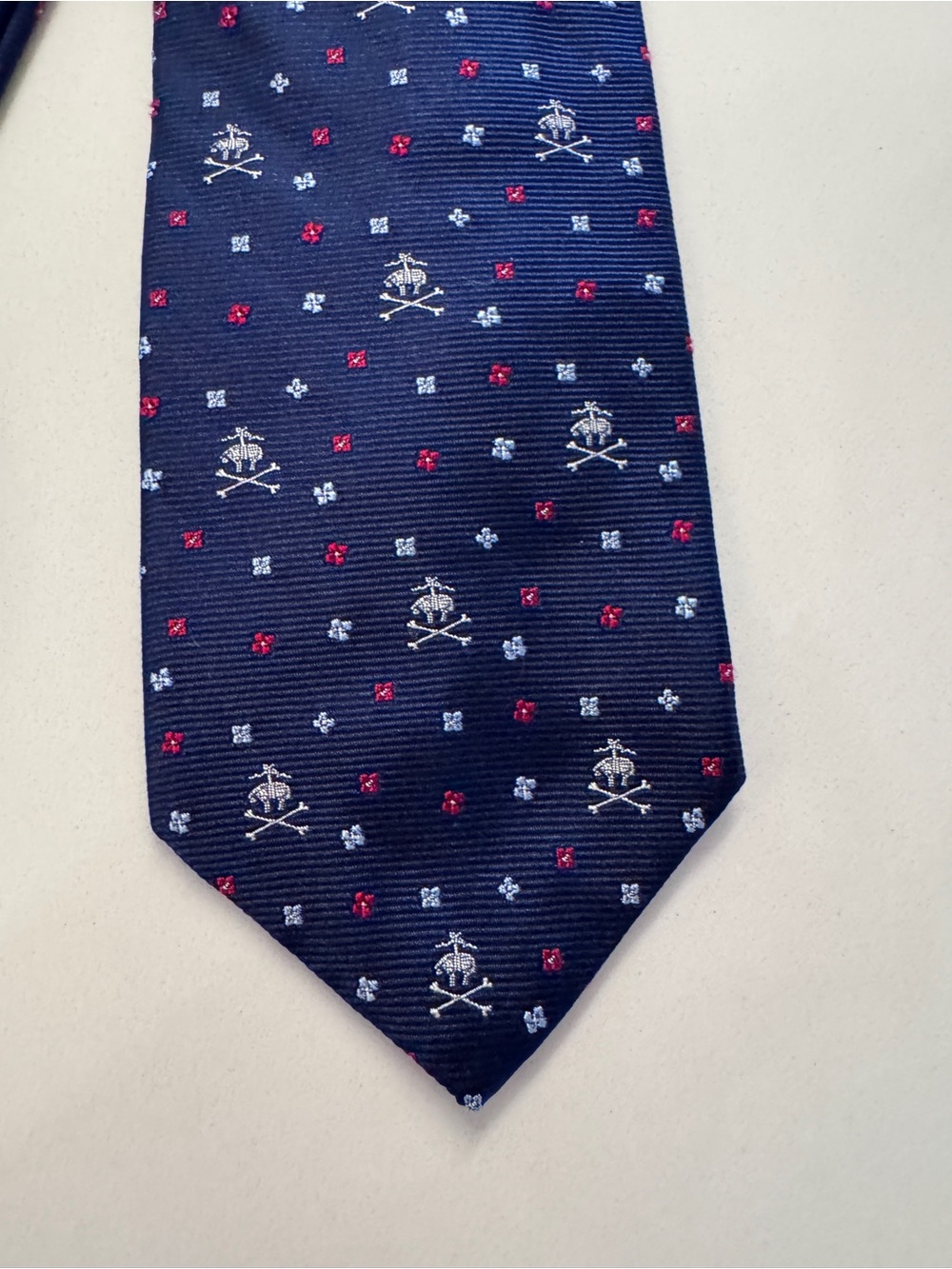 Classic Navy Brooks Brothers Tie - Navy with Red & Light Blue